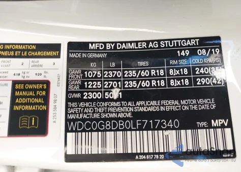 2020 Mercedes-Benz Glc 300 z USA, uszkodzony, nr VIN WDC0G8DB0LF717340